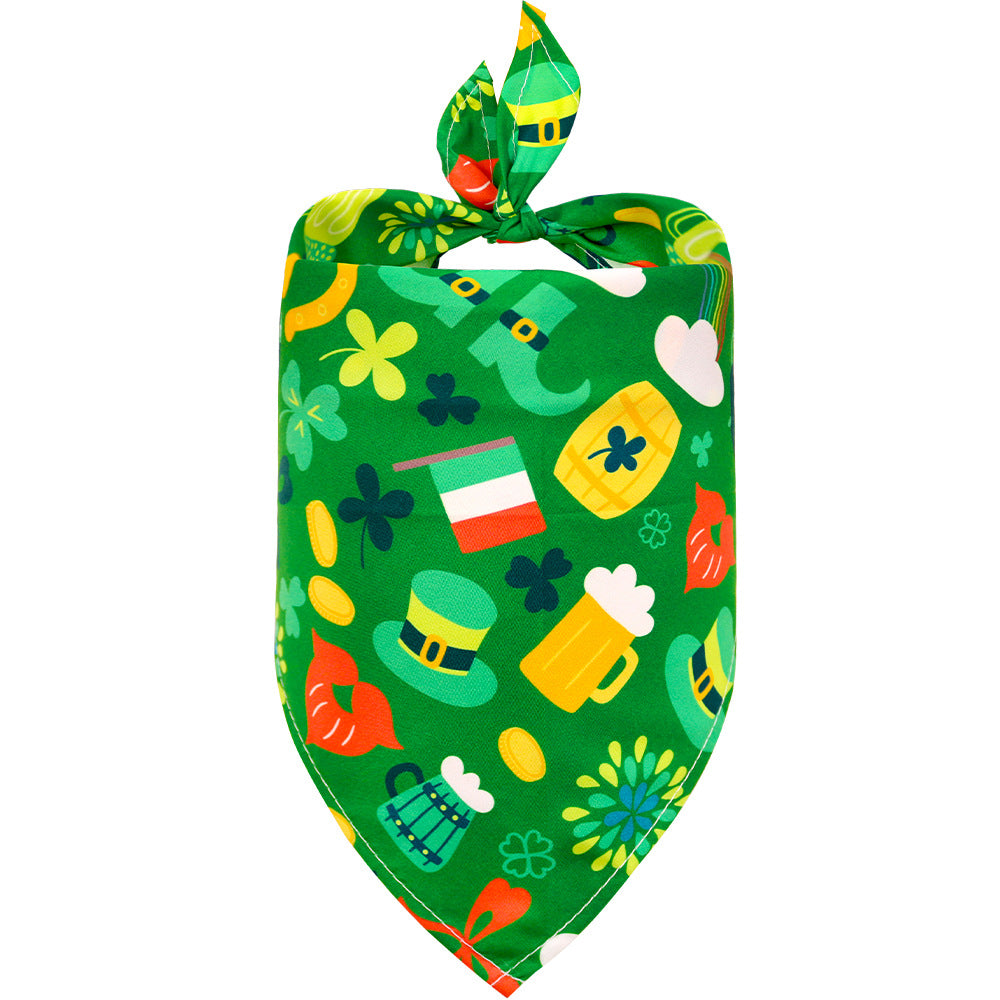 Pet Accessories St. Patrick's Day Pet Slobber Shamrock Pet Triangle Scarf Clover Dog Scarf