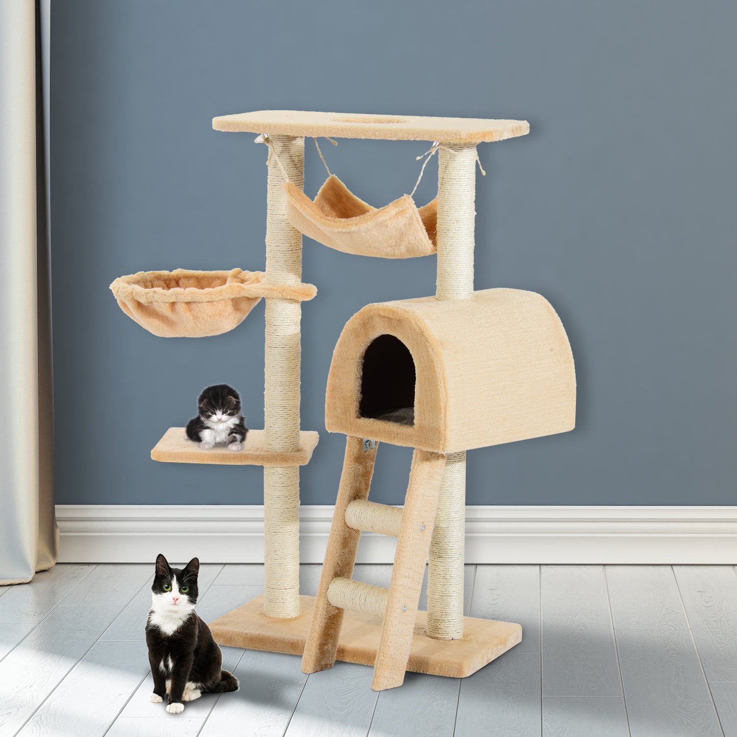 PawHut 39" Deluxe Cat Tree Tower Scratching Post Kitten Condo Activity