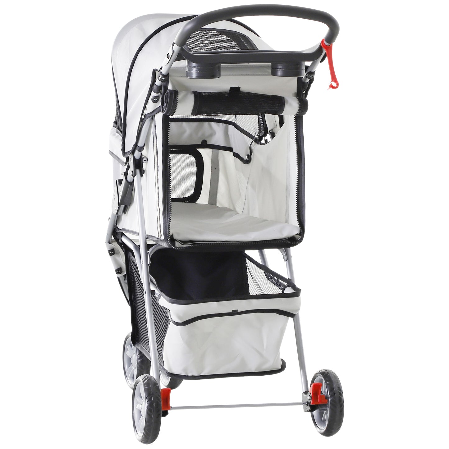 PawHut 3 Wheel Pet Stroller Folding Cat Dog Jogger Carrier Grey