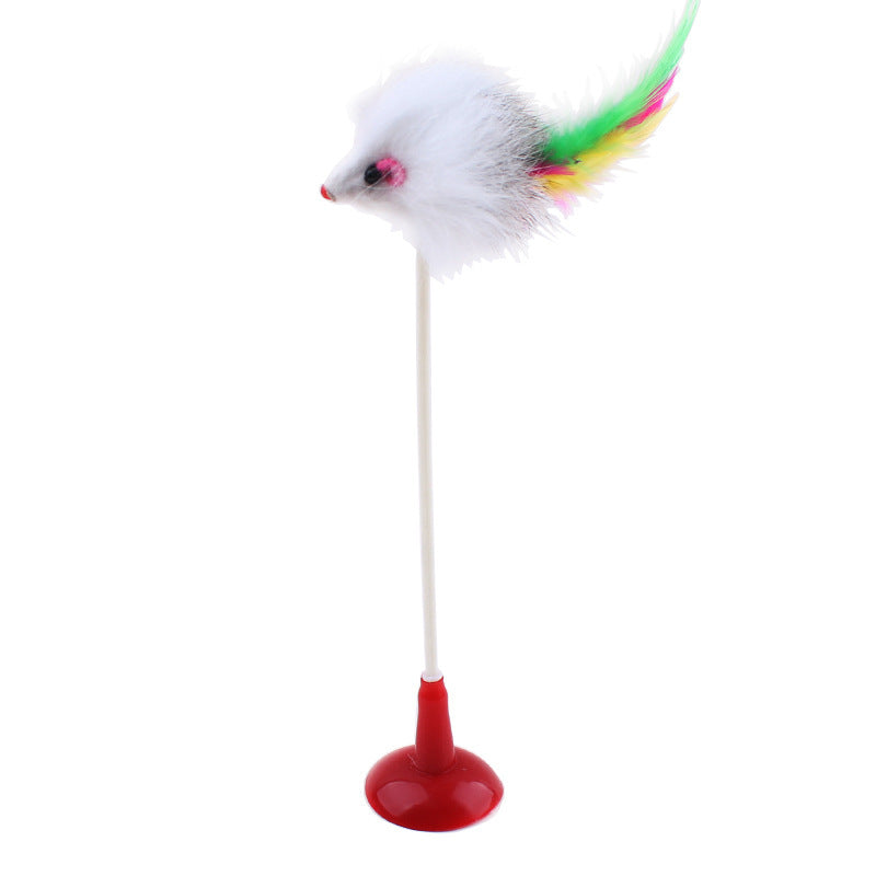 Cat Toy Mouse Type Funny Cat Rod Sucker Wire Spring Toy Color Feather Funny Cat Rod Pet Supplies Kitten