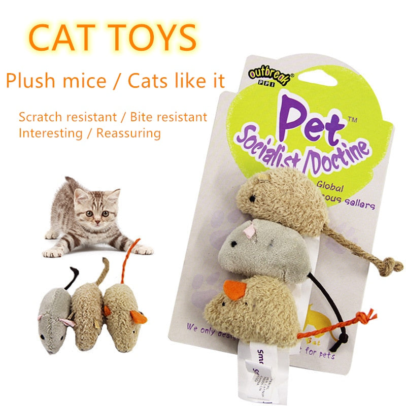 3 PCS Funny Plush Mouse Interactive Cat Toy Popular Wholesale Cat Plush Toy Pet Training Tool Improve Intelligence for Cats Toys - Go Bagheera