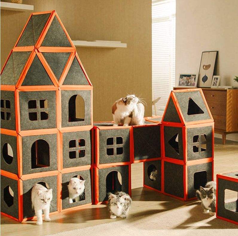 Cardboard Cat House Scratcher Breathable Pet Foldable Cat Toys And House For Cats