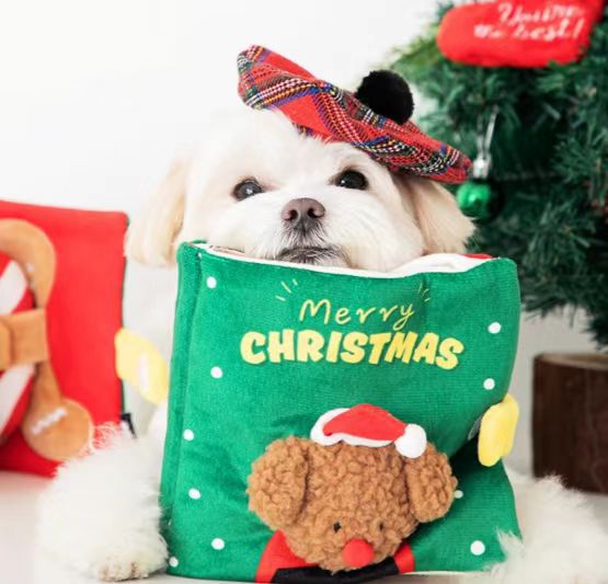 Christmas Cute Cloth Dog Hide Food Book Pet Toys