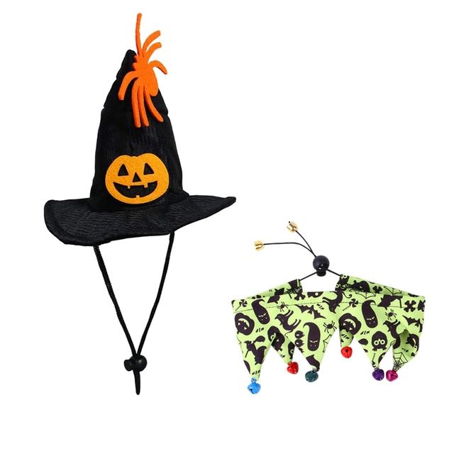 Halloween Hat Scarf Set Skull Pattern Cat Cape Hat Set Decorations