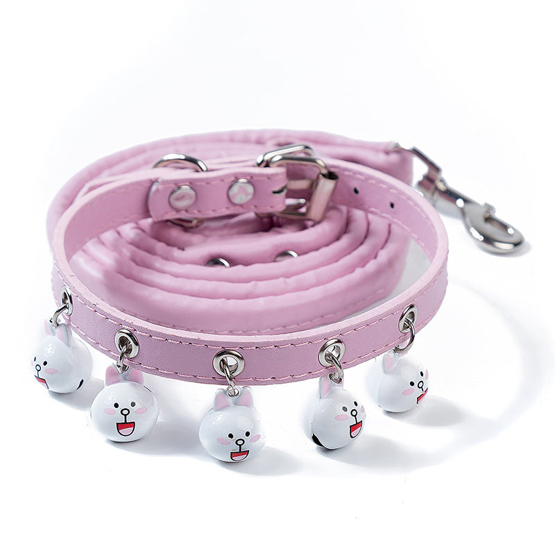 Pet Supplies Cartoon Bells Cat and Dog Collars Cat Collars Teddy Bells Dog Chain Leash Set