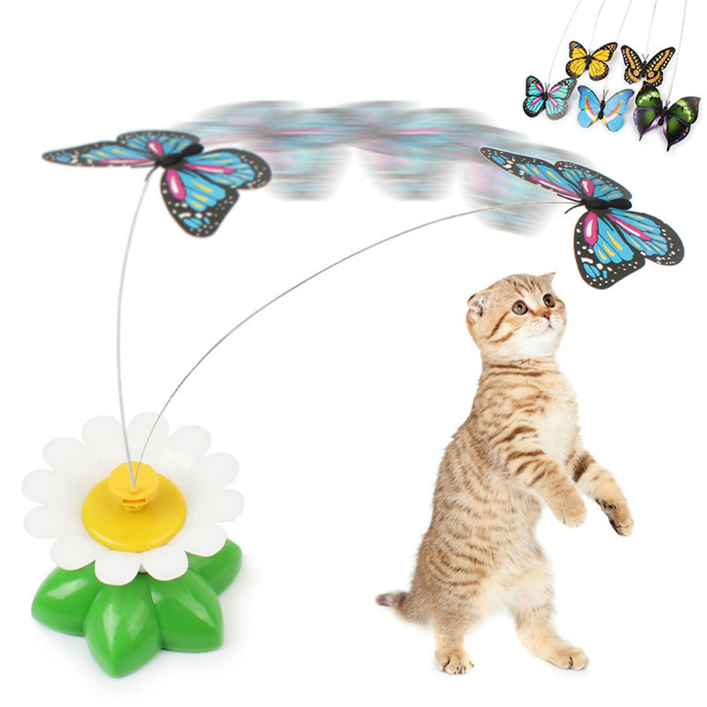 Cat Electric Rotating Toy Colorful Butterfly Animal Toys Plastic Funny Pet Interactive Training For Cats