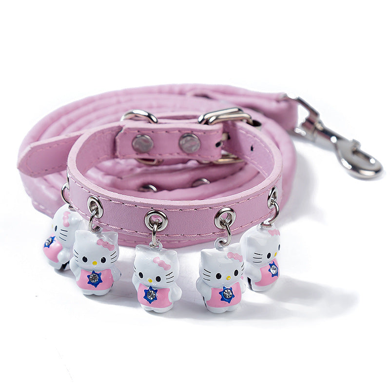 Pet Supplies Cartoon Bells Cat and Dog Collars Cat Collars Teddy Bells Dog Chain Leash Set