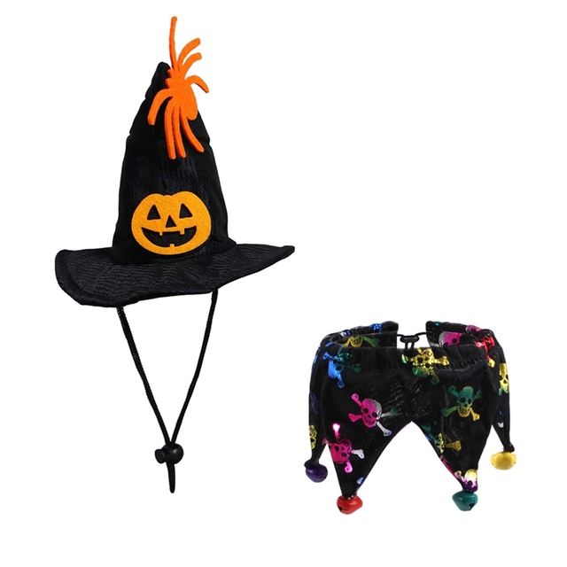 Halloween Hat Scarf Set Skull Pattern Cat Cape Hat Set Decorations