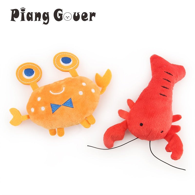 2PCS Lobster Plush Squeaky Dog Toy Cartoon Crab Puppy Pet Toy Soft Mini Pet Supplies For Cat - Go Bagheera