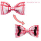 Unique Style Paws Valentines Day Dog Collar with Bow Tie Adjustable Pink Plaid Pet Dog Collar for Large Medium Small Dog