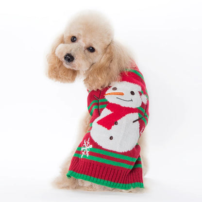 Xmas Striped Dog Sweater Pet Reindeer Knit Clothes Dogs Snowman Christmas Hoodies Costume
