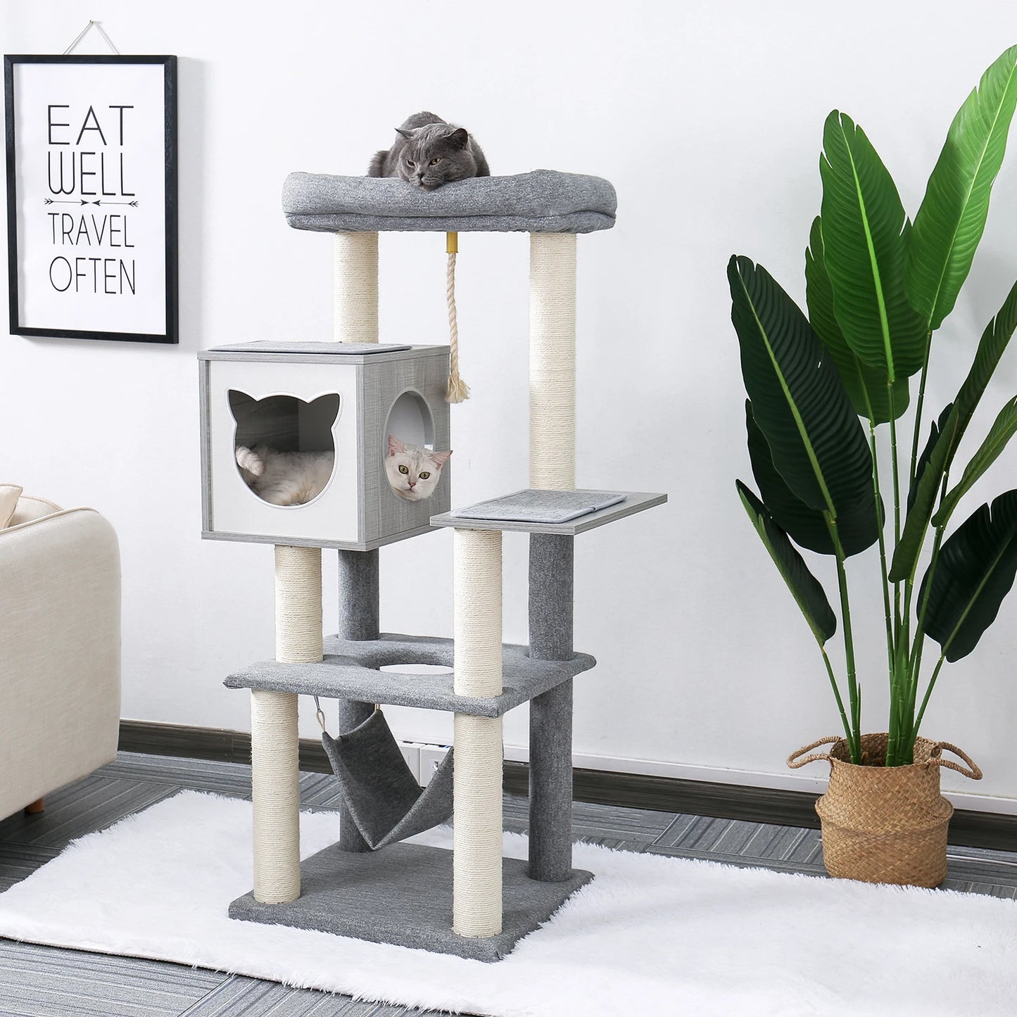 Funny Cats Tree Condo House Scratching Posts for Cats Kitten Wood Multi-Level Tower Toys Jumping Climbing for Cats Fast Shipping