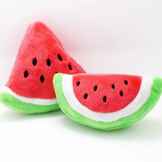 2021 New Cute Watermelon Plush Dog Toy Voice Toy Interactive Pet Toy Dog Toys for Small Dogs Jaw Exerciser Chew Dog Supplies