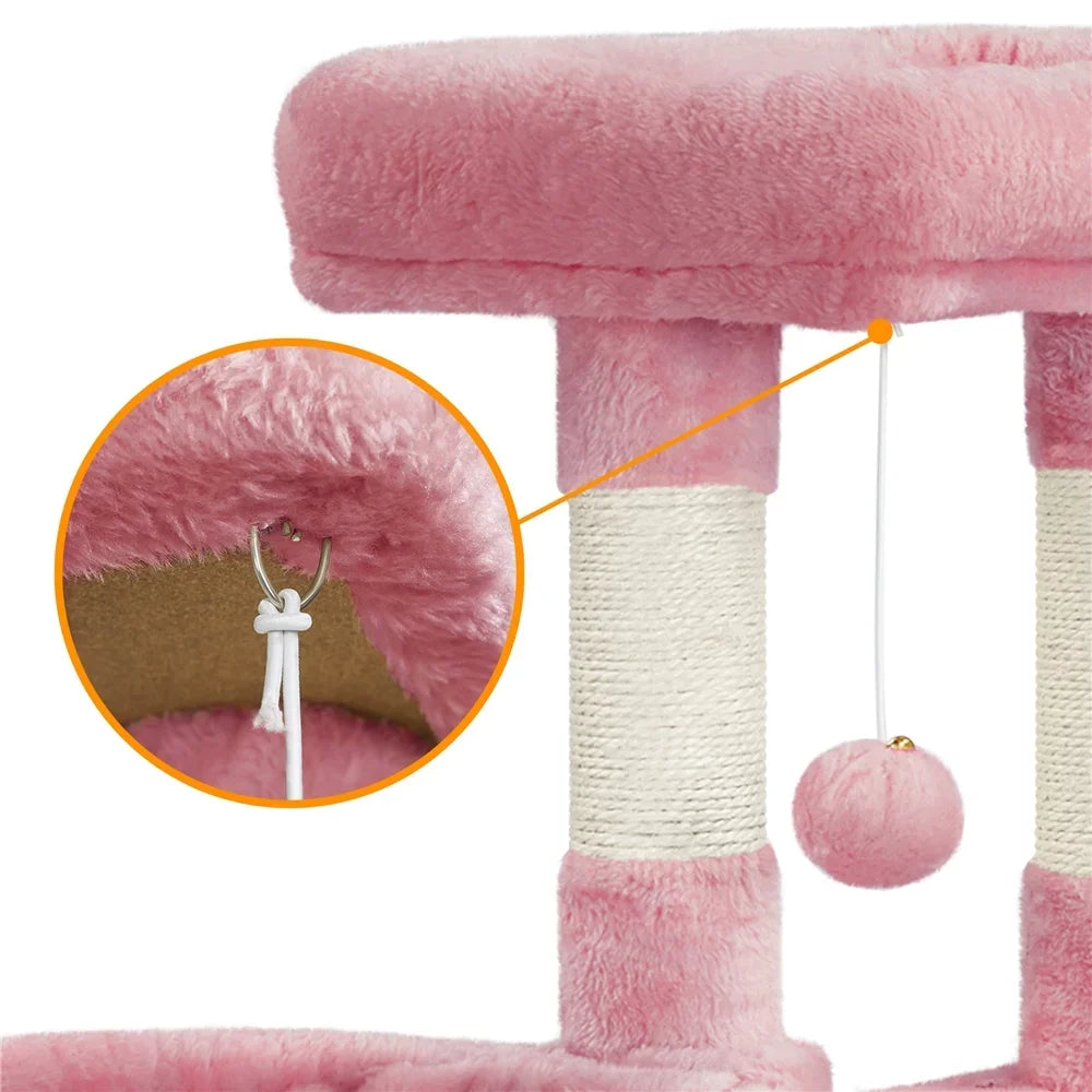 LISM 42'' Cat Tree Cat Tower with Condo & Basket Perch Platform, Pink,Cat Supplies, So That Cats Can Play Happily At Home