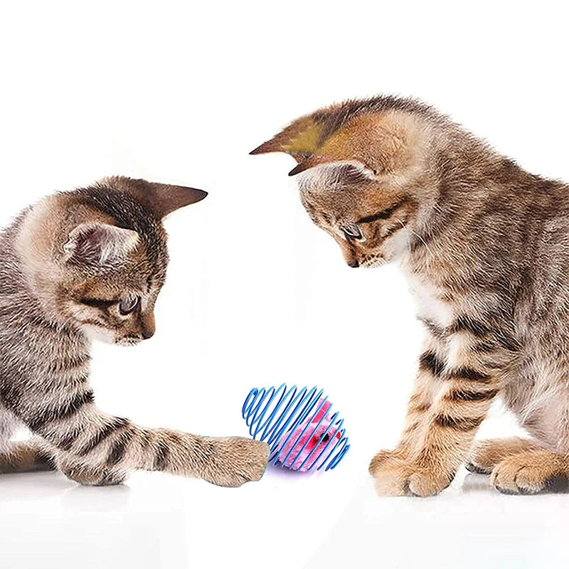 Cat Toy Balls Funny Stretchable Kitten Springs Toys Interactive Caged Rats Rolling Cat Balls Random Color Cat Accessories Pet