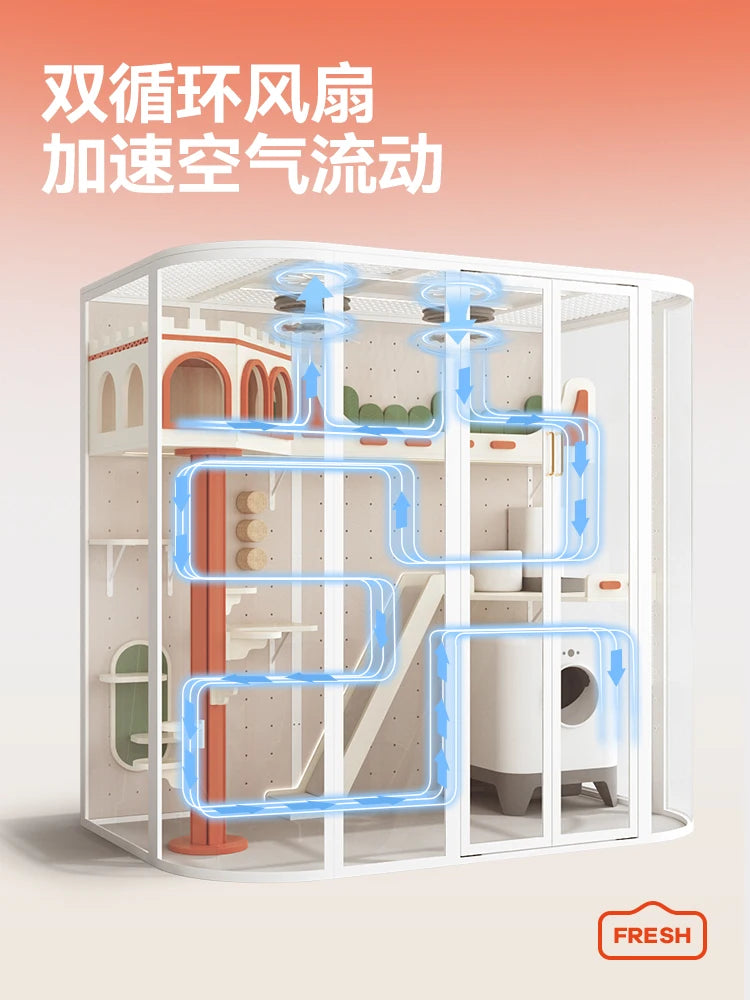 Cat Castle Large  Villa Panoramic Glass Cat Room Luxury  House Household Indoor  Cage Cat Nest