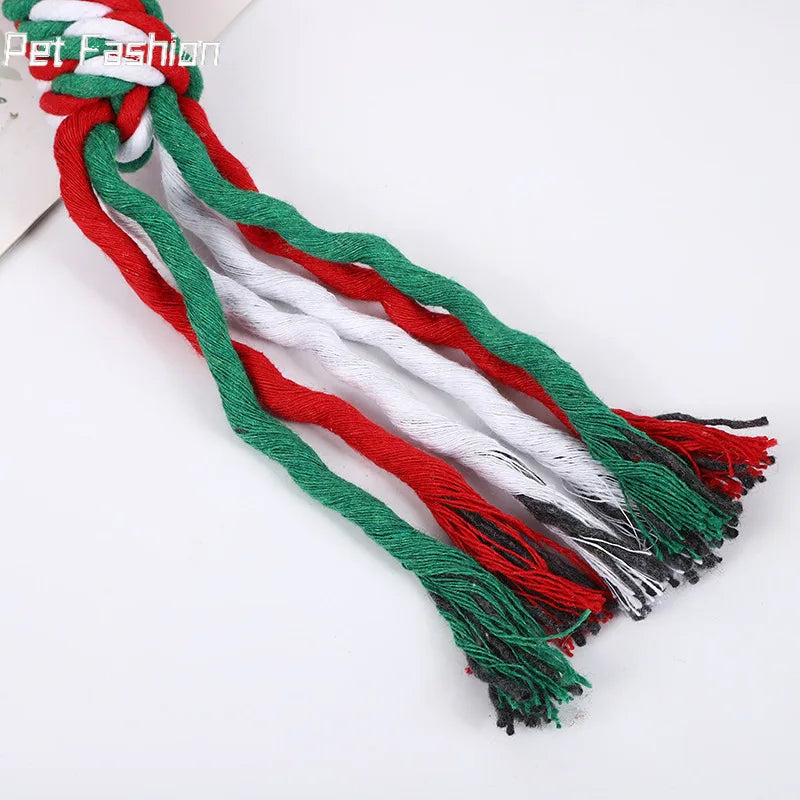 Pet Christmas Supplies Dog Toys Teeth Grinding Teeth Cleaning Knot Cotton Rope Toys Cute Cartoon Chew Toys Wholesale