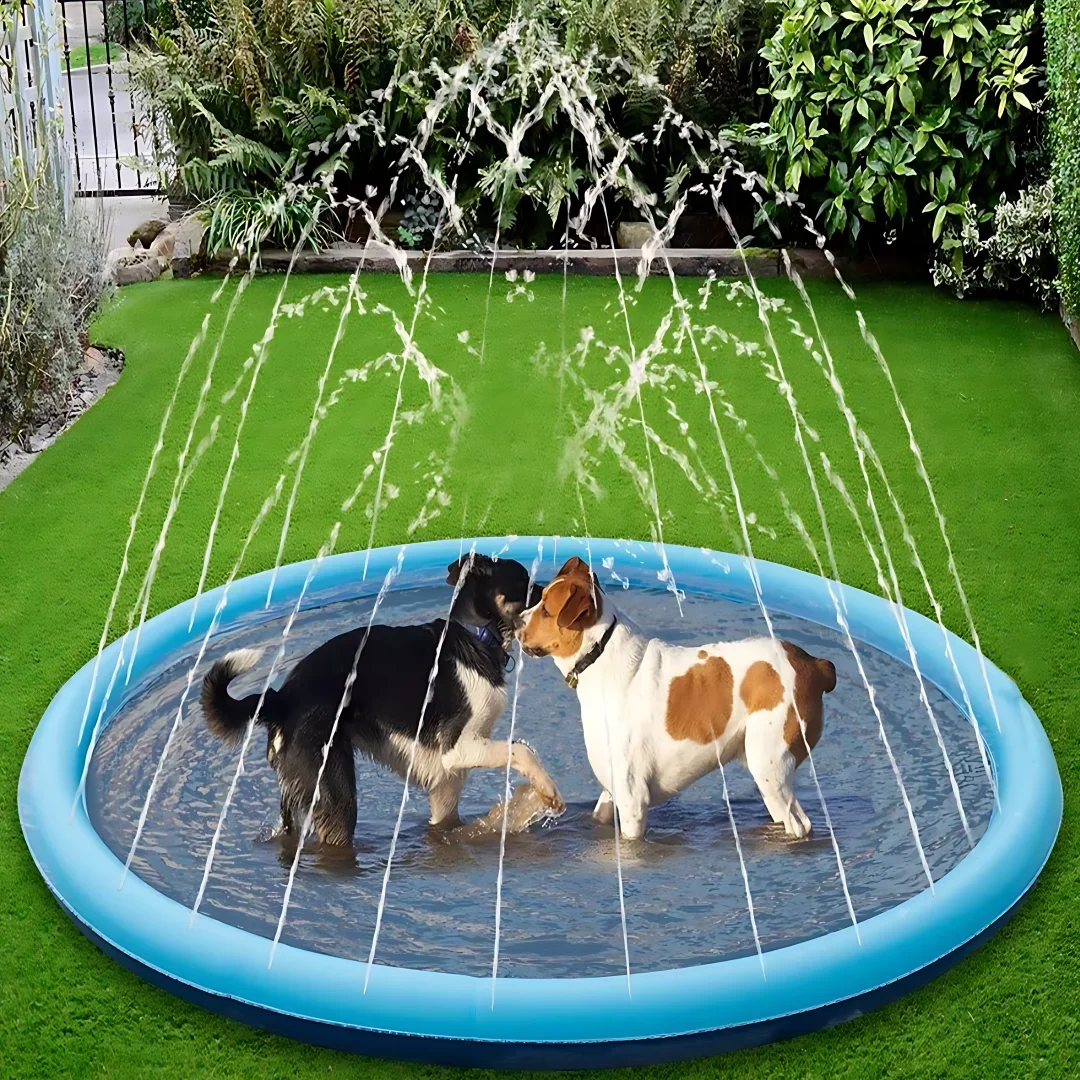 100-200cm Summer Pet Swimming Pool Inflatable Spray Mat Outdoor Dog Interactive Fountain Toys Pet Toys