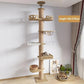 Cat Tree Floor to Ceiling Cat Tower Adjustable Kitten Multi-Level Condo With Scratching Post Pad Hammock Pet Cat Activity Center