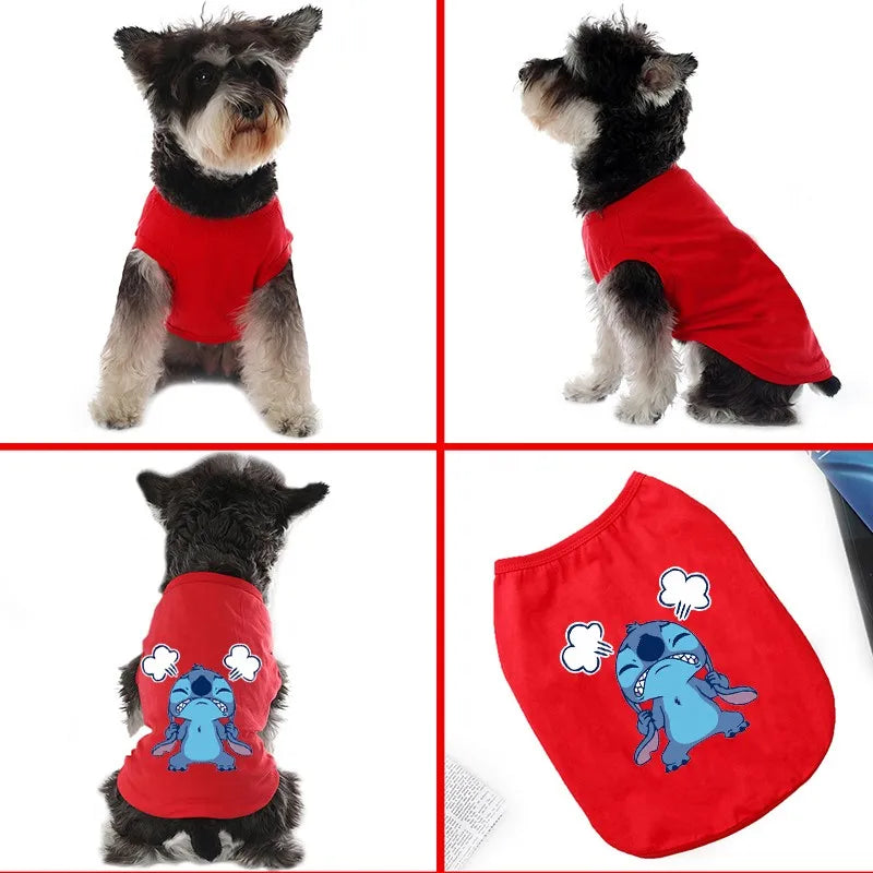 Disney Stitch Pet Dogs Vest Summer Cotton Dogs Clothes Thin French Bulldog Puppy For Small Medium Dog Clothing Chihuahua Costume