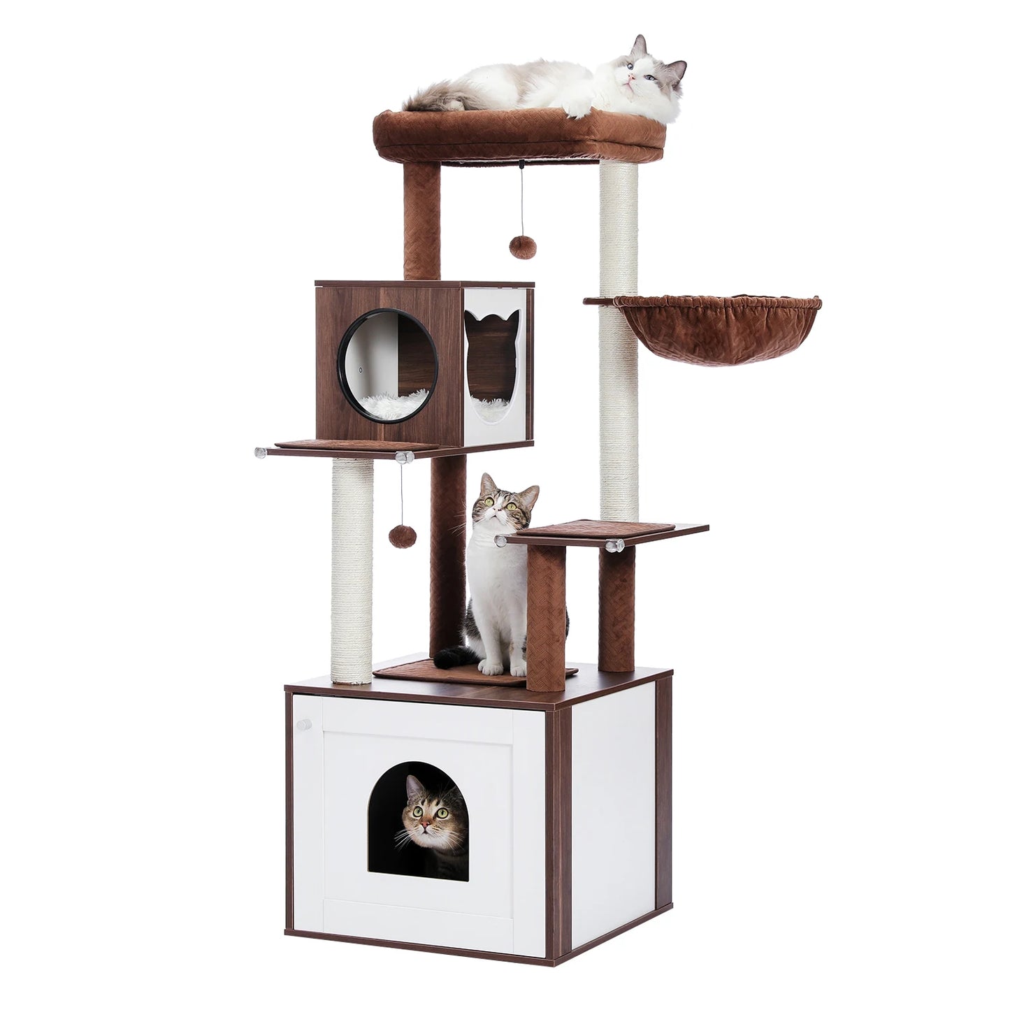 Luxury Cat Tree Condo Cabinet Multi-Layer Cat Tower Natural Sisal Scratching Post for Feline Large Perch Nest 3 Colors Furniture