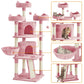 68.5" Large Multilevel Cat Tree Tower with Condos Platforms Scratching Posts, Pink