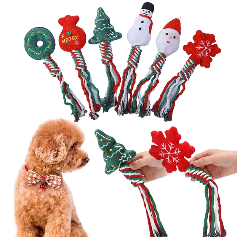 Xmas Pet Dog Plush Noise Chewing Toys Santa Elk Gingerbread Man Donut Cat Dog Christmas Series Cartoon Dog Toys Plush Squeak Toy