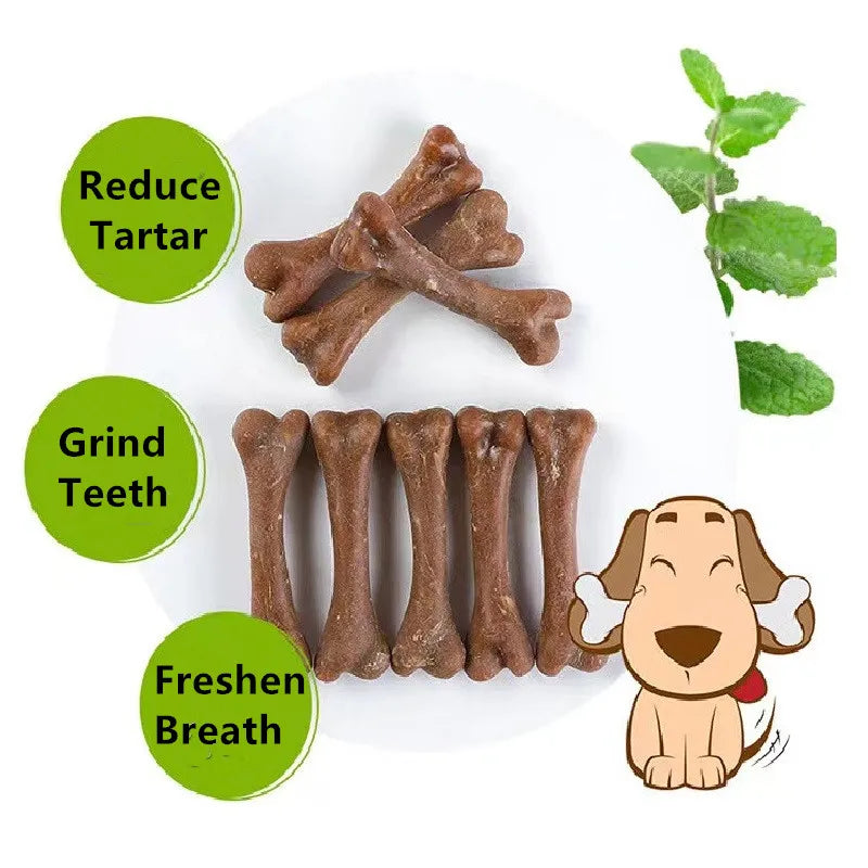 Dog Teeth-grinding Bones for Reducing Tartar Freshening Breath Preventing Ripping Clothing Beef-flavored Chew Toy Healthy Snacks