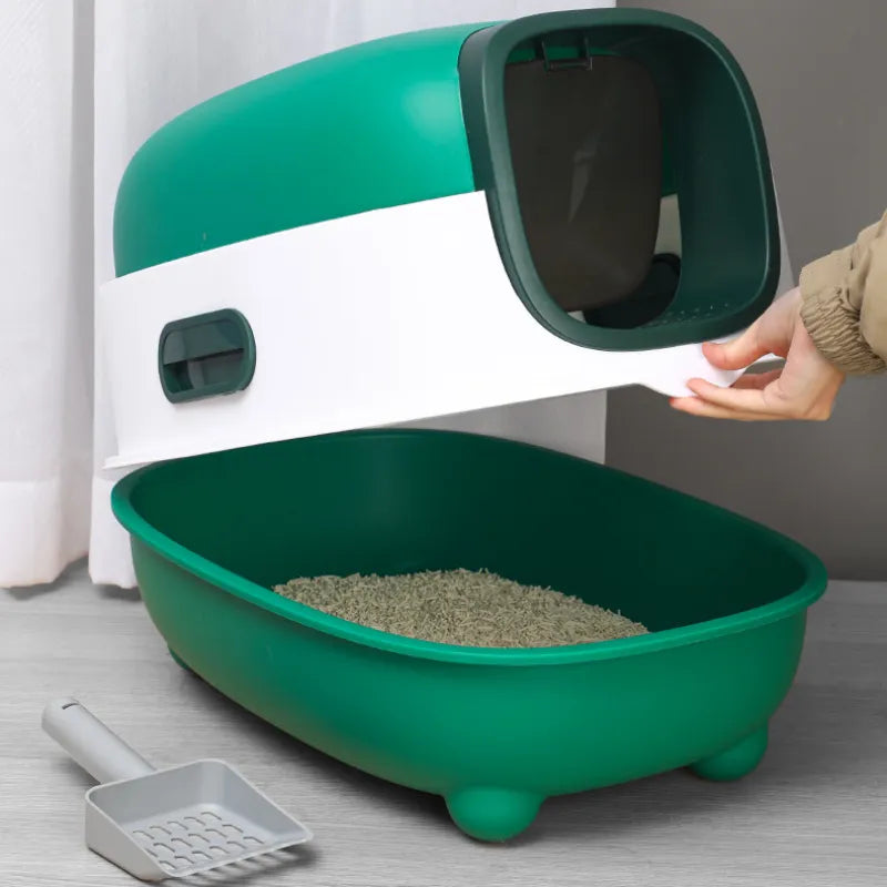 2023 New Cat Toilt Cat Litter Box Extra Large Size Fully Enclosed Toilet Sand Tray Anti Splashing Anti Odor Belt Sand Intelligen