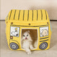 Hanpanda Cartoon 3D Recreational Vehicle Shape Cat Bed Foldable Cat Sleeping Mat Removable&Washable Non-stick Hair House For Cat