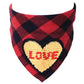 Classic Red Black Plaid Pet Dog Bandana Adjustable Love Print Valentine Day Dog Scarf Puppy Cat Slobber Towel Pet Accessories