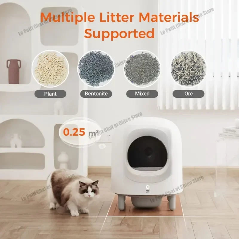 56L Automatic Cat Litter Box Self Cleaning Pet bedpan Remote App Control  Alerts Odor Suppression, Disassembly for Multiple Cats