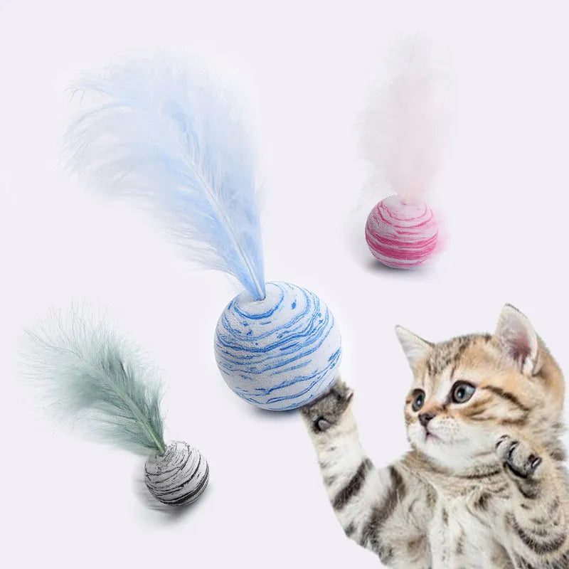 1/3Pcs Delicate Cat Toy Star Balls Plus Feather High Quality EVA Material Light Foam Ball Throwing Funny Interactive Plush Toy