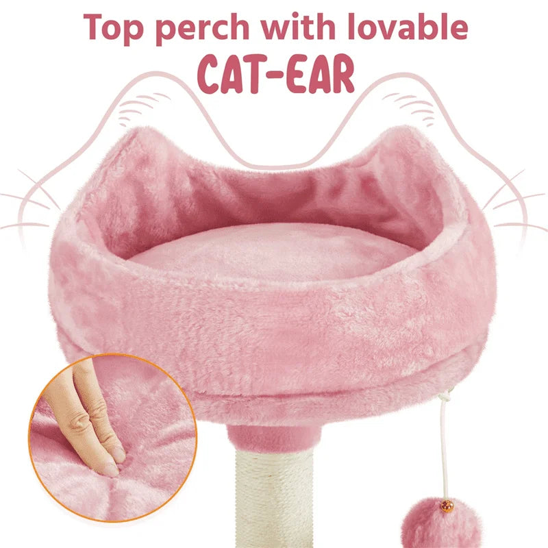 68.5" Large Multilevel Cat Tree Tower with Condos Platforms Scratching Posts, Pink