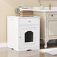 Wooden Pet House Cat Litter Box Enclosure with Drawer Side Table