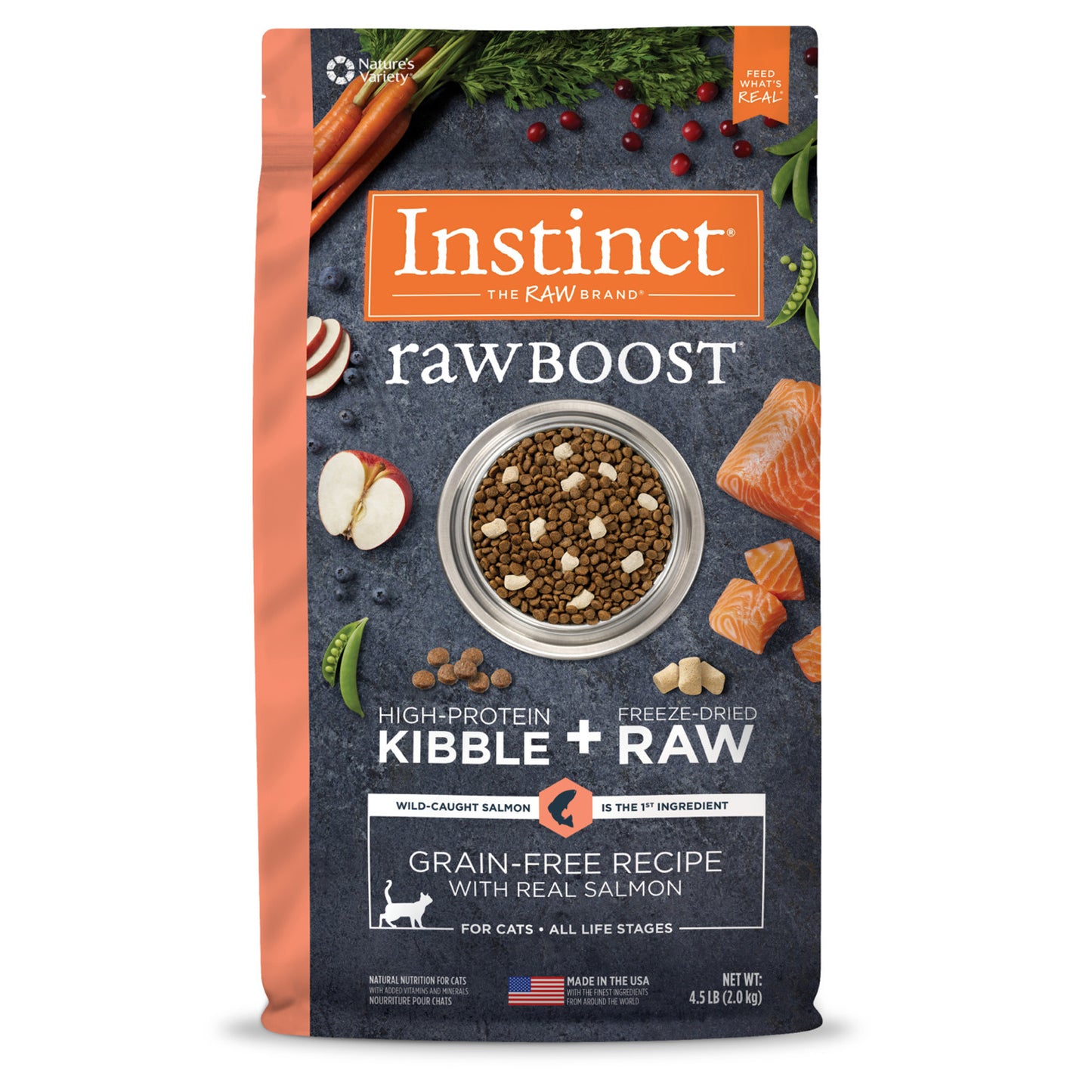 Natures Variety Instinct Cat Raw Salmon 4.5Lb Grain free (Case of 4)