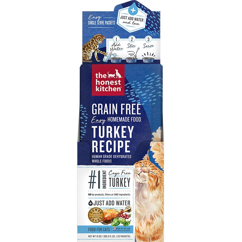 Honest Kitchen Cat Grain Free Dehydrated Turkey 1Oz 10Pk