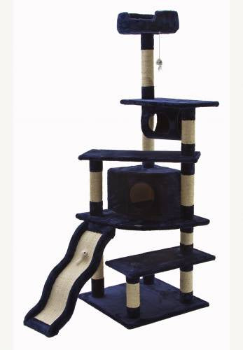 70 in. Blue Cat Tree Condo Furniture - Go Bagheera