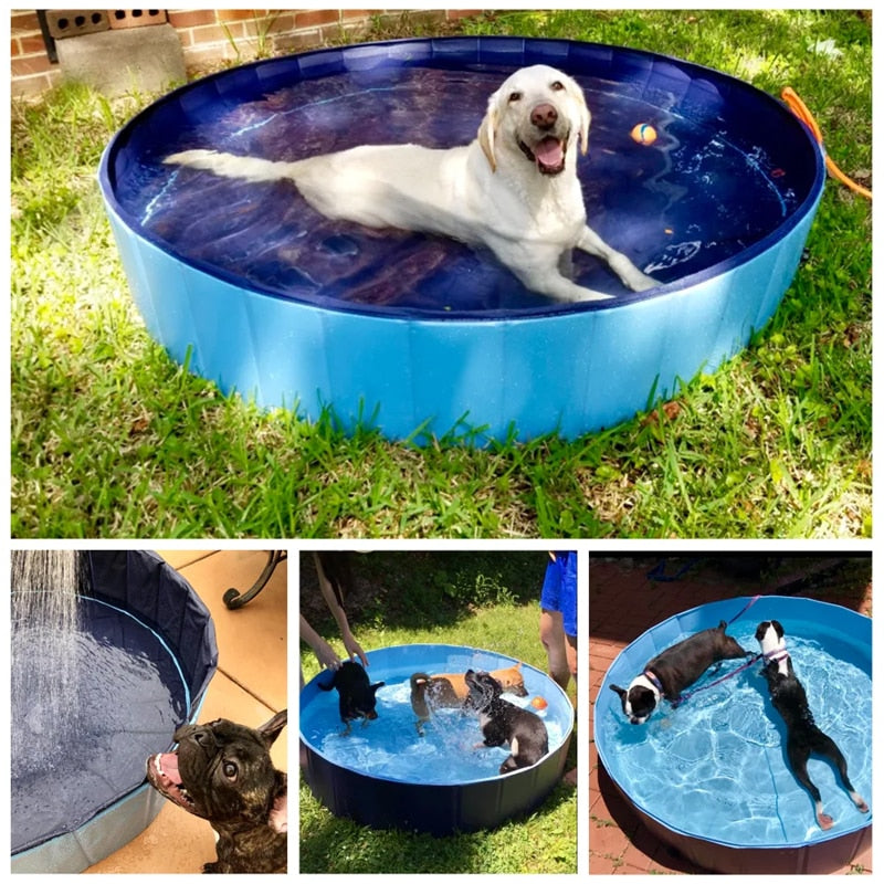 Foldable Dog Pool Pet Bath Summer Outdoor Portable Swimming Pools Indoor Wash Bathing Tub Collapsible Bathtub for Dogs Cats Kids - Go Bagheera