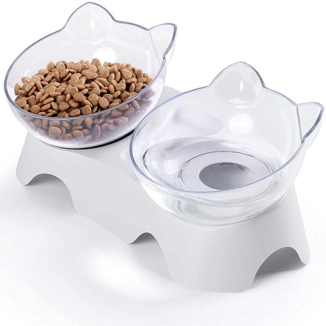 Pet Bowl Double Bowls Food Water Feeder With Auto Water Dispenser - Go Bagheera