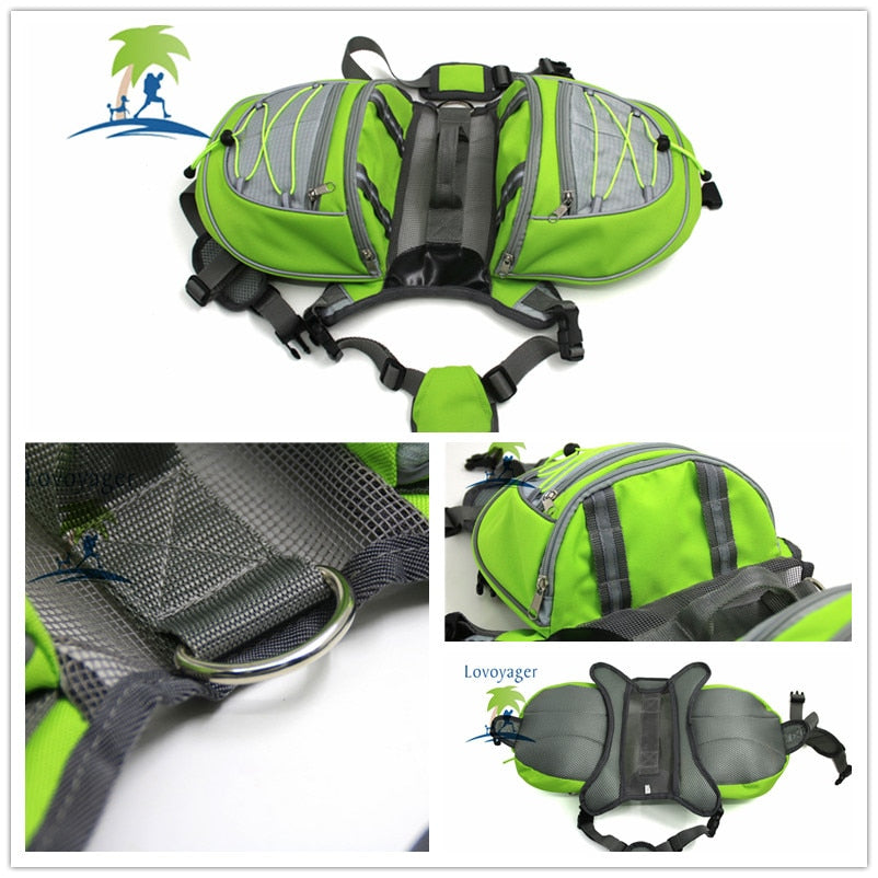 High quality pet accessories waterproof Adjustable nylon Pet Backpack Dog saddle Bag For Large Dog hiking travel - Go Bagheera