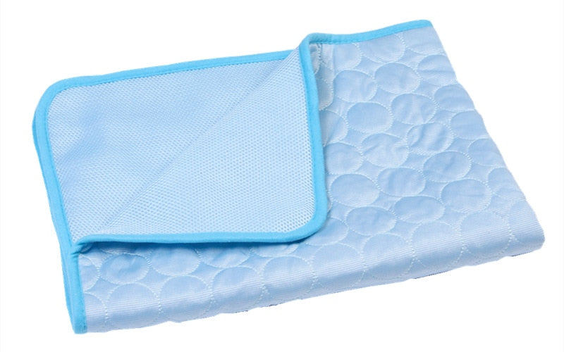 Pet Pad Summer Cooling Mat Dog Beds Mats Blue Pet Ice Pad Cool  Cold Silk Moisture-Proof  Cooler Mattress Cushion Puppy - Go Bagheera